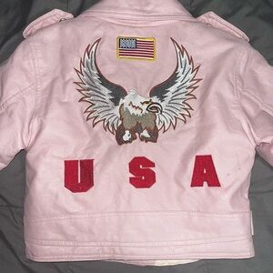 Bike Star Pink Toddler Leather Biker Jacket 3T